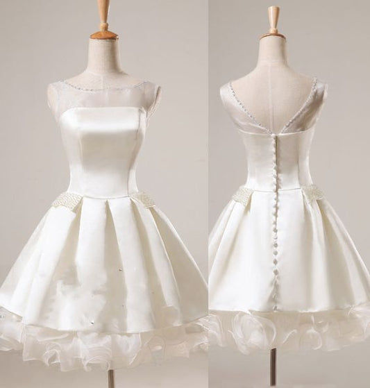 Robe de bal Chic courte en dentelle blanche, tenue de soirée pour 18e anniversaire, C646