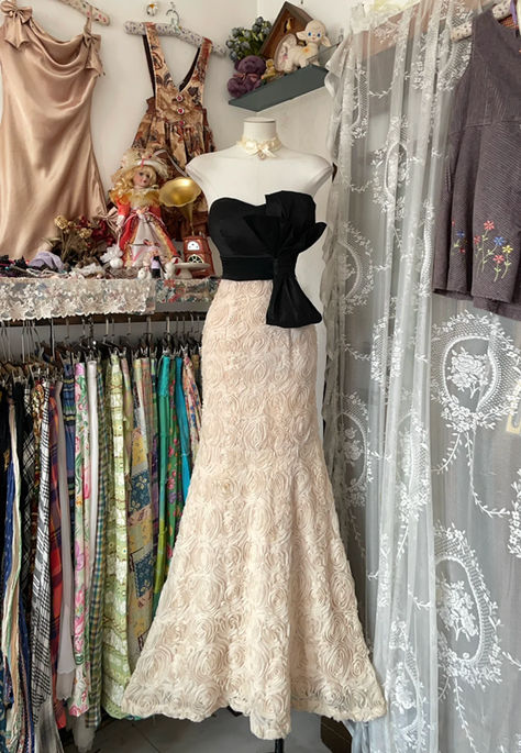 Robe de bal longue sirène bustier en satin et dentelle, sans manches, robe de soirée C6467