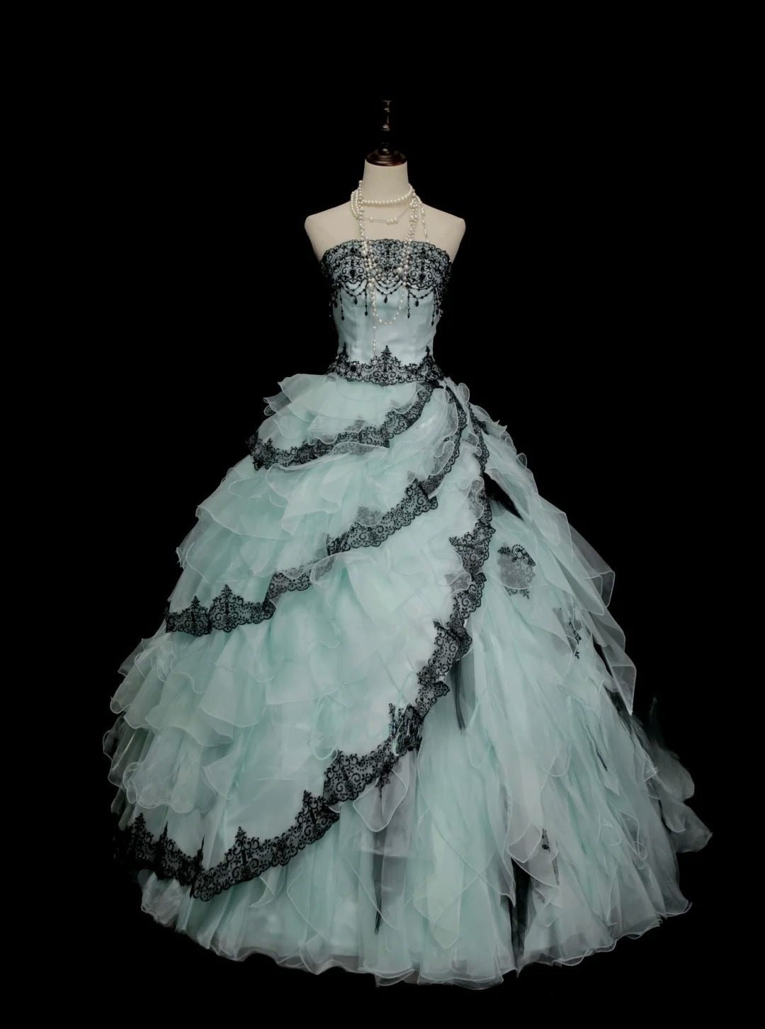 Robe de bal vintage bustier en tulle et dentelle, longue robe de soirée C6468