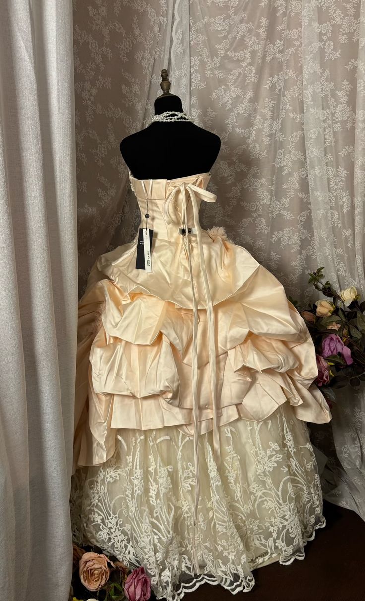 Robe de bal princesse bustier en satin et dentelle, sans manches, longue robe de soirée C6470