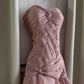 Chic Dusty Pink Mermaid Strapless Tulle Without Sleeves Long Prom Dress, Evening Dress C6483