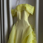 Classy A Line Off The Shoulder Yellow Satin Tulle Without Sleeves Long Prom Dress, Evening Dress C6485