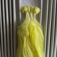 Classy A Line Off The Shoulder Yellow Satin Tulle Without Sleeves Long Prom Dress, Evening Dress C6485