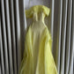 Classy A Line Off The Shoulder Yellow Satin Tulle Without Sleeves Long Prom Dress, Evening Dress C6485