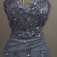 Shiny Gray Mermaid Halter Tulle Sequin Without Sleeves Long Prom Dress, Evening Dress C6490