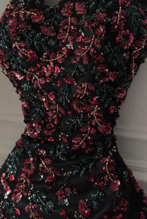 Gorgeous Mermaid Halter Satin Sequin Beaded Without Sleeves Long Prom Dress, Evening Dress C6491