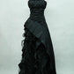 Pretty Black A Line Spaghetti Straps Satin Sequin Without Sleeves Long Prom Dress, Evening Dress C6499