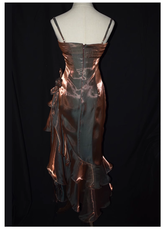 Vintage High Low Straps Grape Ruffles Prom Dresses