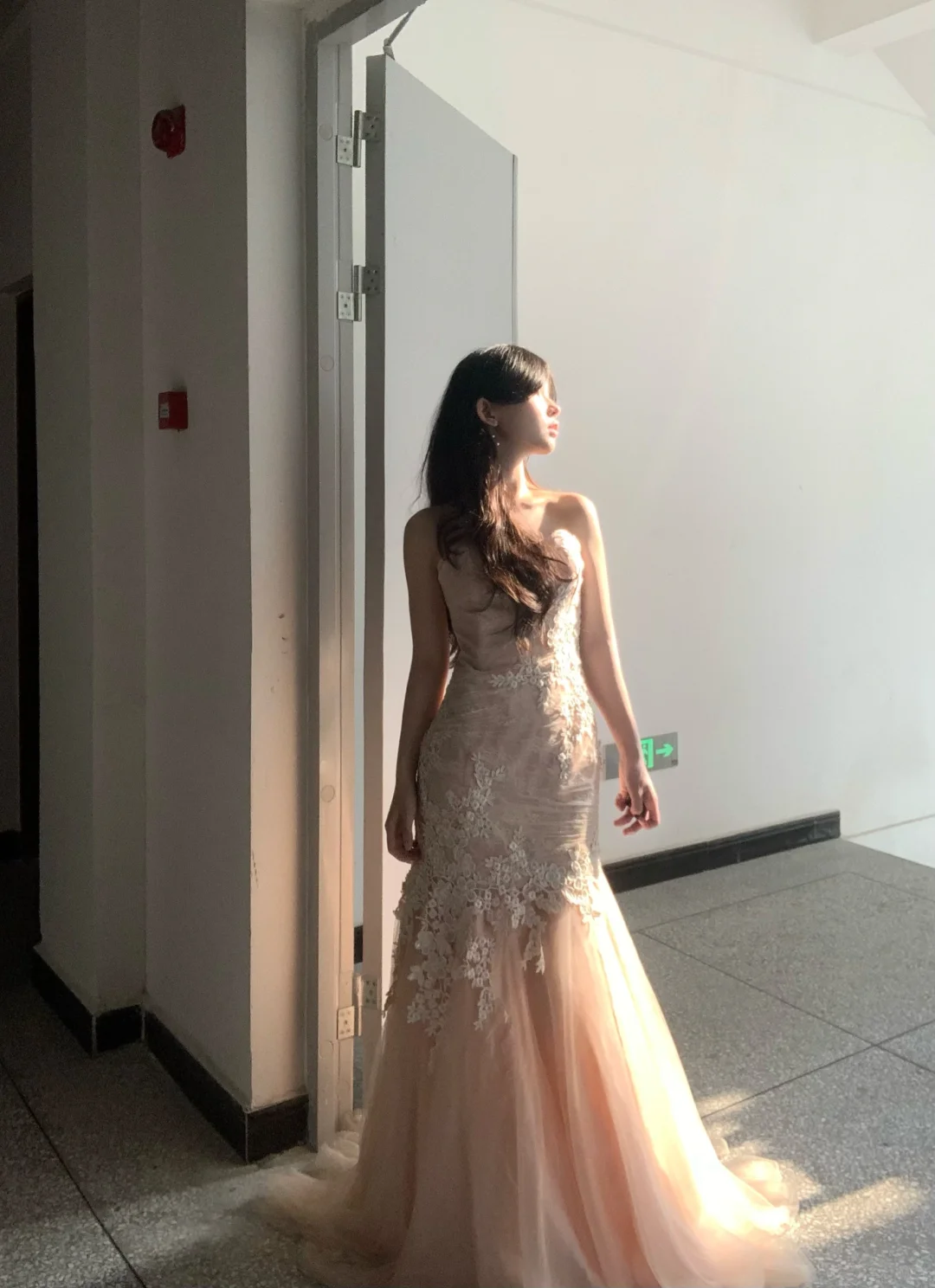 Elegant Mermaid Strapless Tulle Lace Without Sleeves Long Prom Dress, Evening Dress C6517