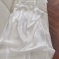 White A Line Square Satin Without Sleeves Long Prom Dress, Evening Dress C6520