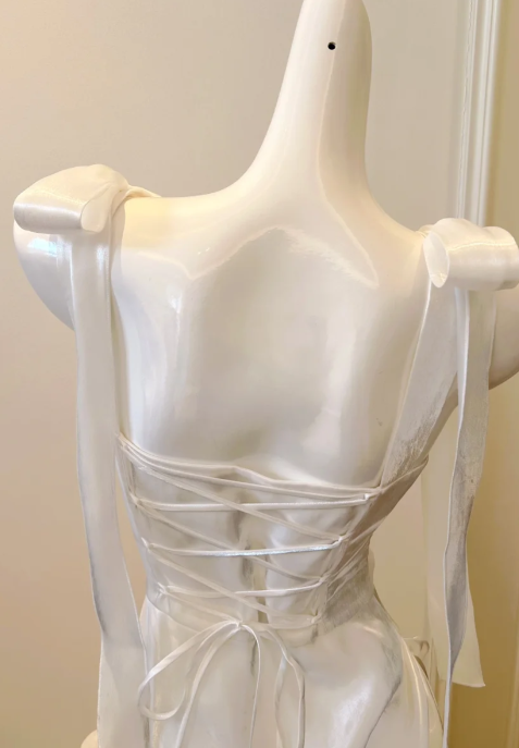 White A Line Square Satin Without Sleeves Long Prom Dress, Evening Dress C6520