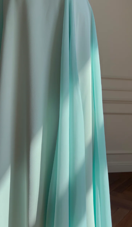 Elegant A Line Spaghetti Straps Satin Chiffon Without Sleeves Long Prom Dress, Evening Dress C6522