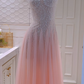 Sweet Style A Line Spaghetti Straps Tulle Sequin Without Sleeves Long Prom Dress, Evening Dress C6523