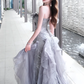 Gorgeous Ball Gown One Shoulder Chiffon Ruffles Sequin Without Sleeves Long Prom Dress, Evening Dress C6524