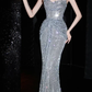 Shiny Mermaid Silver Strapless Sequin Without Sleeves Long Prom Dress, Evening Dress C6531