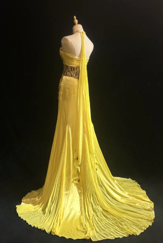 Obsessed A Line Halter Chiffon Beaded Without Sleeves Long Prom Dress, Evening Dress C6537