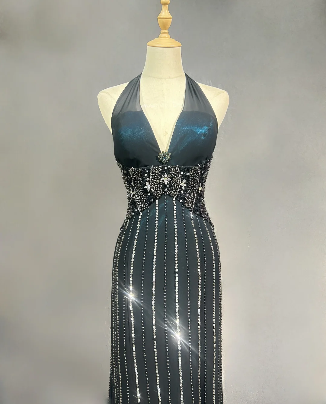 Gorgeous Mermaid Halter Sequin Beaded Without Sleeves Long Prom Dress, Evening Dress C6540