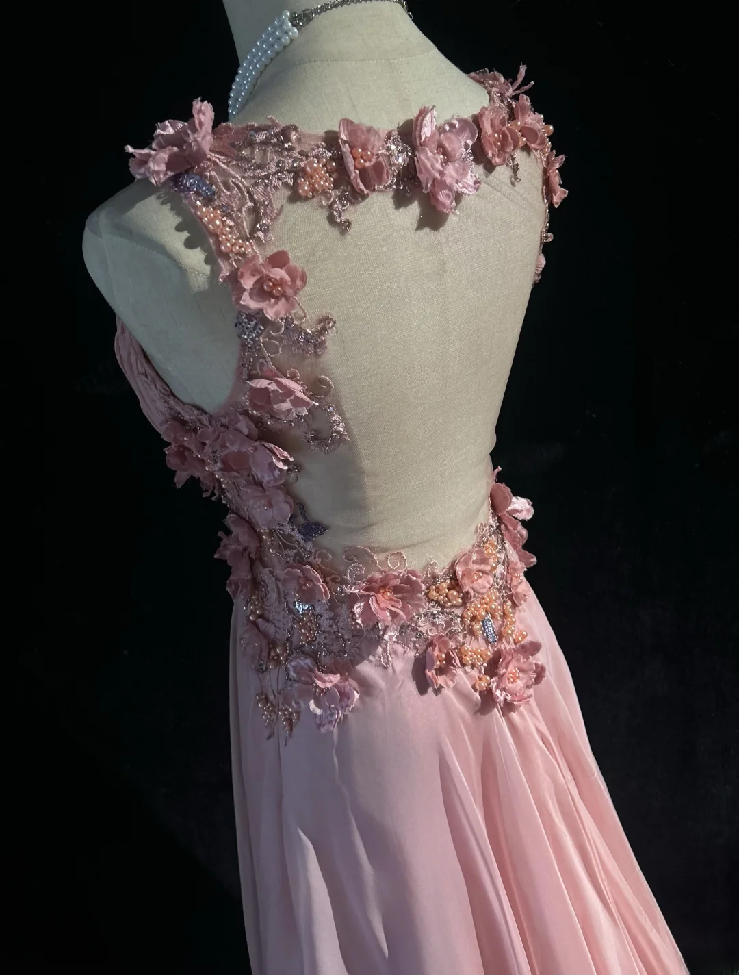 Pretty A Line V Neck Chiffon Beaded Applique Without Sleeves Long Prom Dress, Evening Dress C6543