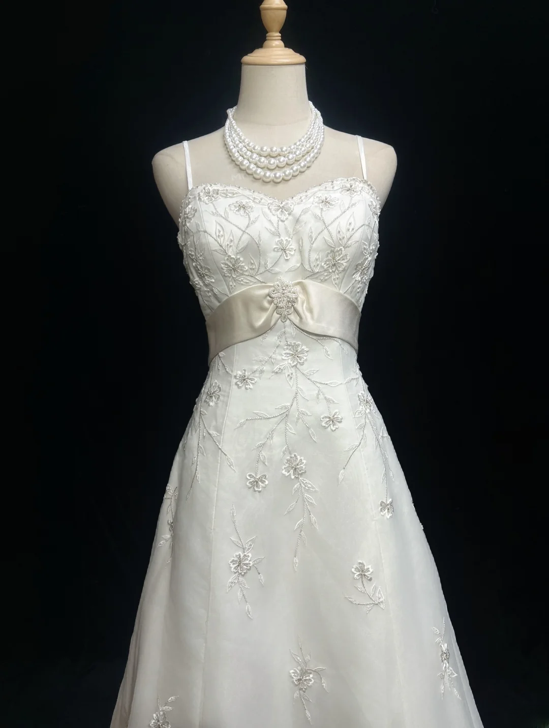 Pretty A Line Spaghetti Straps Satin Lace Beaded Without Sleeves Long Prom Dress, Evening Dress C6544