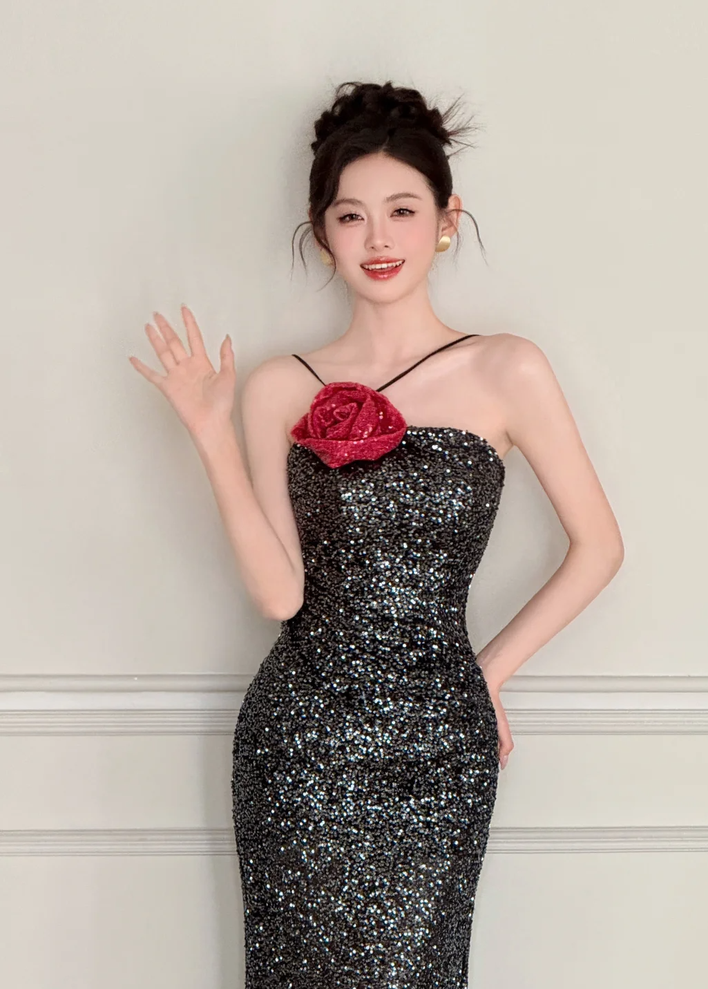 Charming Mermaid Halter Sequin Slit Without Sleeves Long Prom Dress, Evening Dress C6546