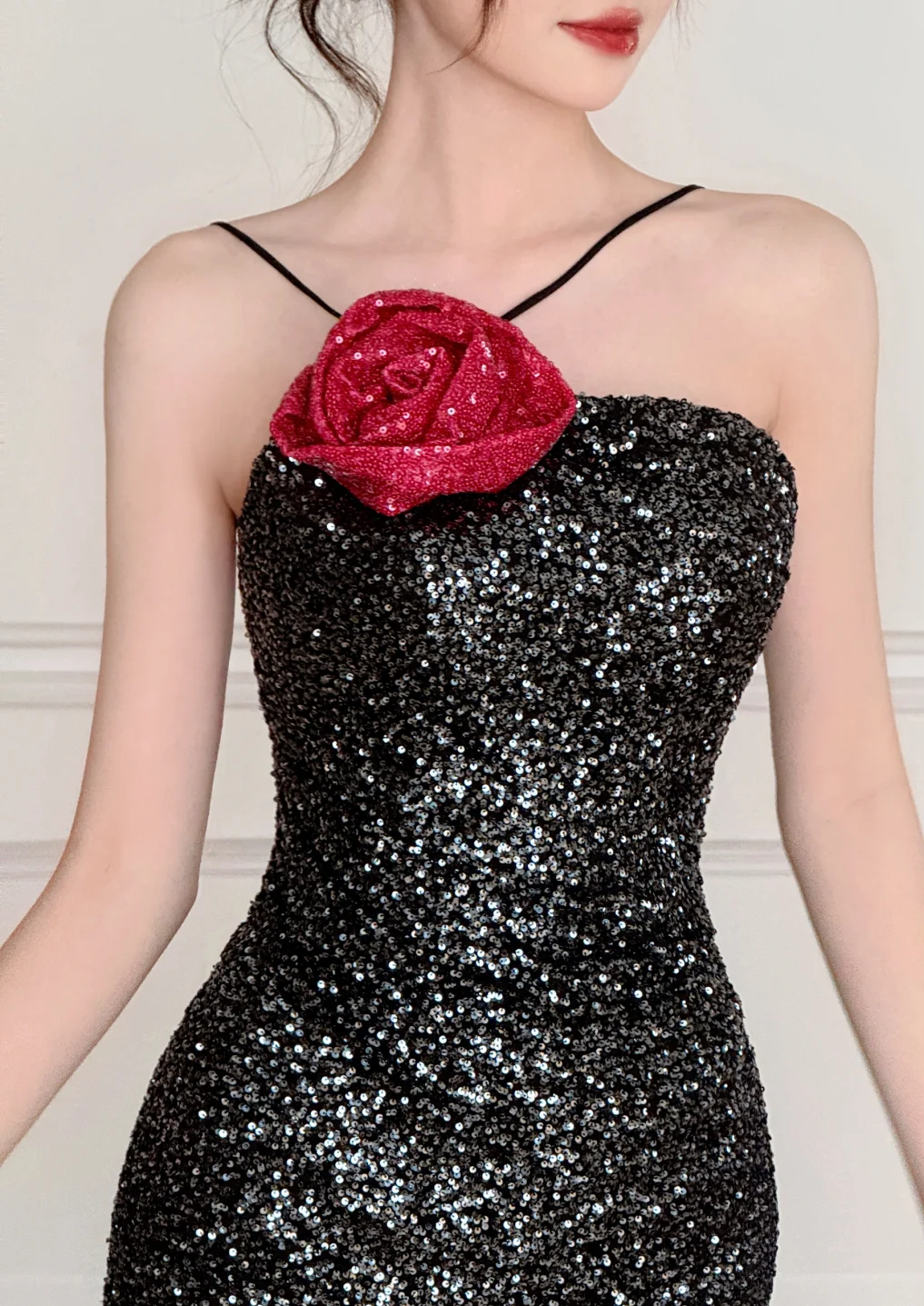 Charming Mermaid Halter Sequin Slit Without Sleeves Long Prom Dress, Evening Dress C6546