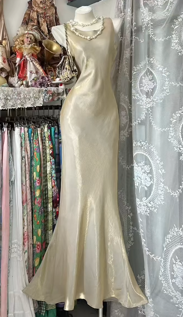 Simple Elegant Mermaid Satin Without Sleeves Long Prom Dress, Evening Dress C6554