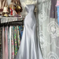 Gray Simple Mermaid Spaghetti Straps Satin Without Sleeves Long Prom Dress, Evening Dress C6560