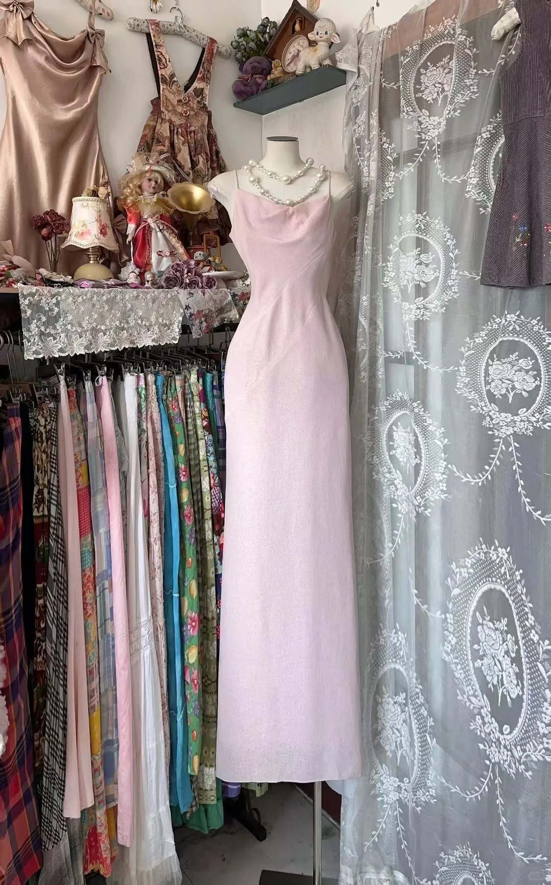 Simple Light Pink Mermaid Spaghetti Straps Satin Without Sleeves Long Prom Dress, Evening Dress C6562