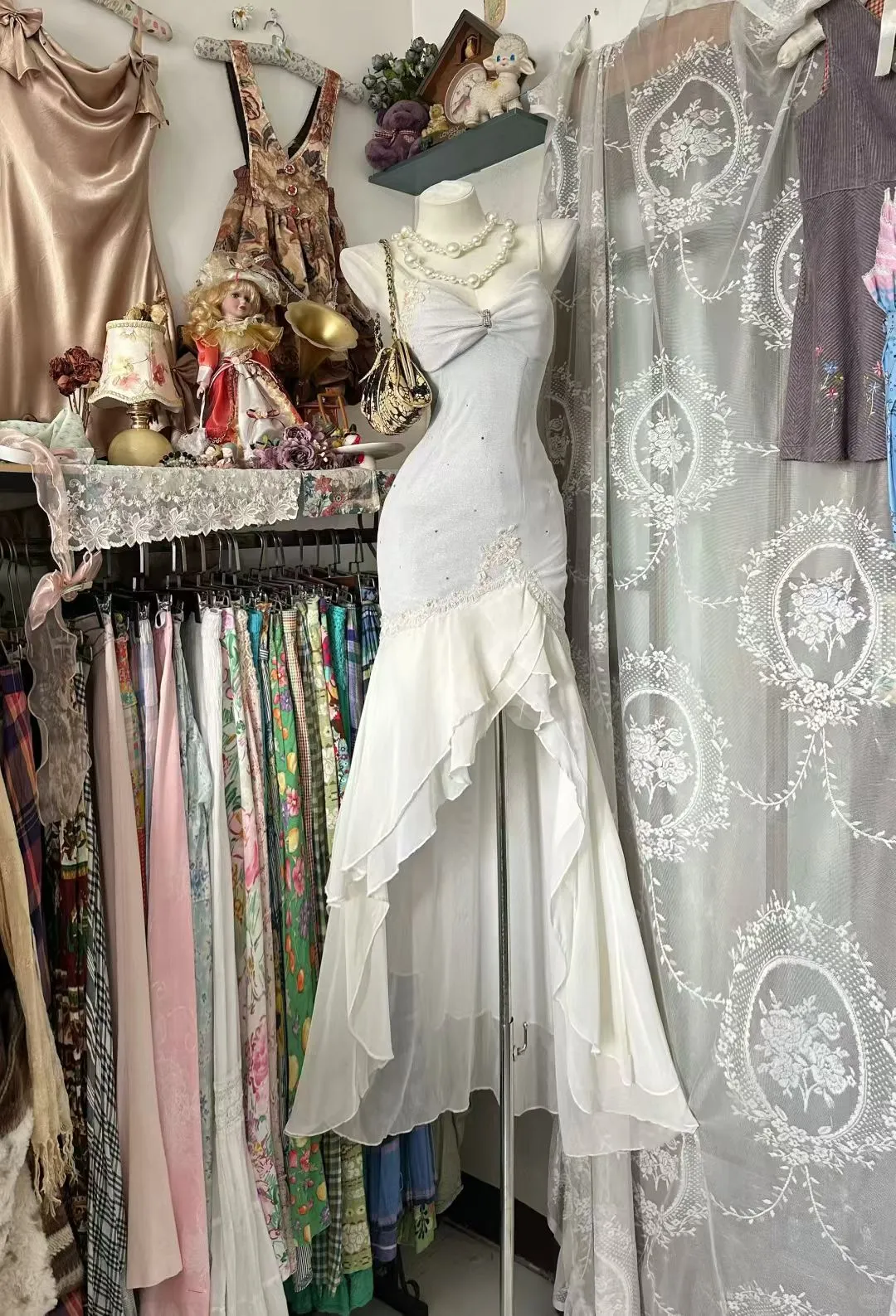 Pretty Mermaid Spaghetti Straps Satin Chiffon Without Sleeves Long Prom Dress, Evening Dress C6567