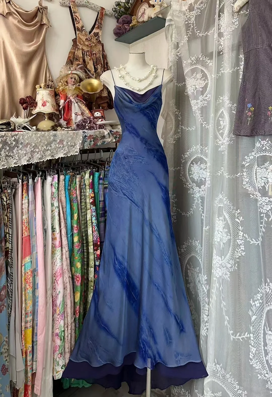 Unique Mermaid Spaghetti Straps Chiffon Without Sleeves Long Prom Dress, Evening Dress C6569