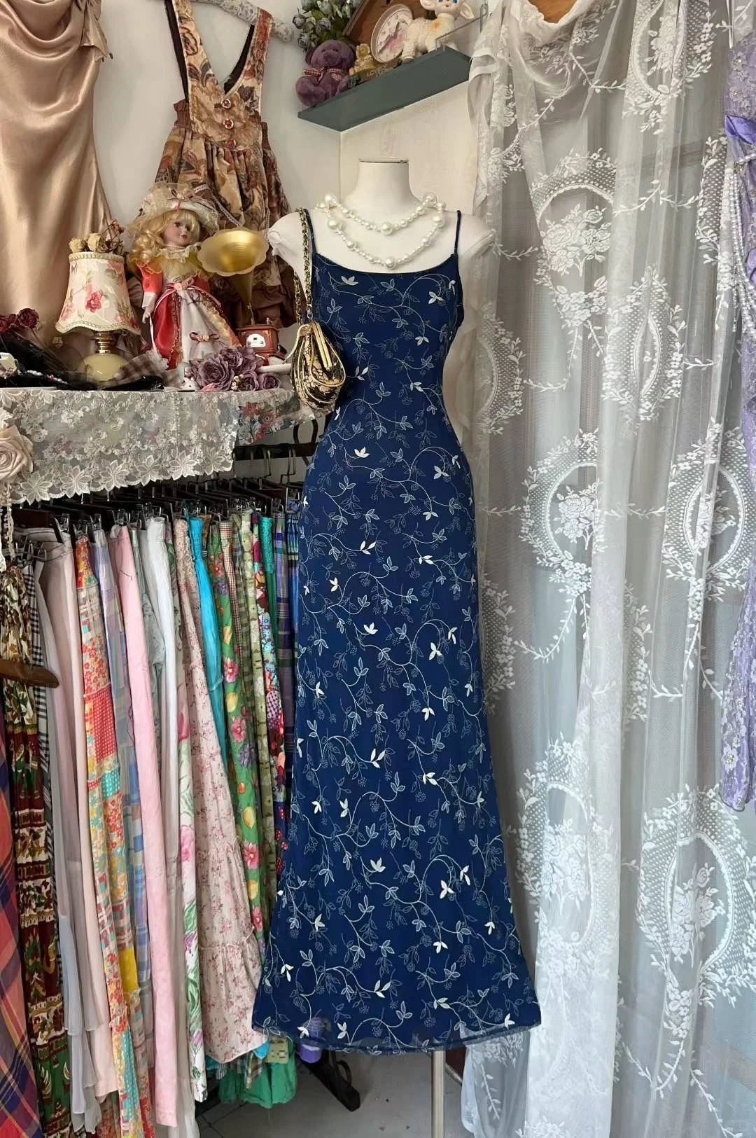 Charming Mermaid Spaghetti Straps Chiffon Lace Without Sleeves Long Prom Dress, Evening Dress C6576