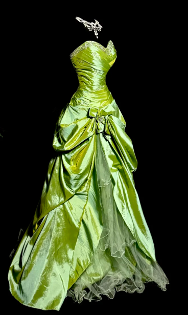 Vintage A Line Sweetheart Green Satin Tulle Without Sleeves Long Prom Dress, Evening Dress C6597