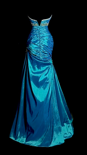 Retro Mermaid Sweetheart Satin Beaded Without Sleeves Long Prom Dress, Evening Dress C6598