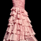 Pretty Pink Mermaid Sweetheart Tiered Satin Beaded Without Sleeves Long Prom Dress, Evening Dress C6599