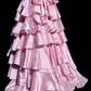 Pretty Pink Mermaid Sweetheart Tiered Satin Beaded Without Sleeves Long Prom Dress, Evening Dress C6599