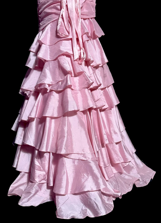 Pretty Pink Mermaid Sweetheart Tiered Satin Beaded Without Sleeves Long Prom Dress, Evening Dress C6599