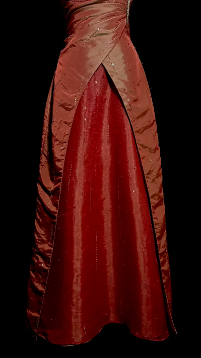 Retro A Line V Neck Satin Beaded Without Sleeves Long Prom Dress, Evening Dress C6600