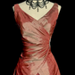 Retro A Line V Neck Satin Beaded Without Sleeves Long Prom Dress, Evening Dress C6600