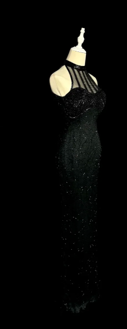 Charming Mermaid Halter Satin Tulle Beaded Without Sleeves Long Prom Dress, Evening Dress C6601