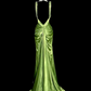 Sexy Green Mermaid V Neck Satin Backless Without Sleeves Long Prom Dress, Evening Dress C6602