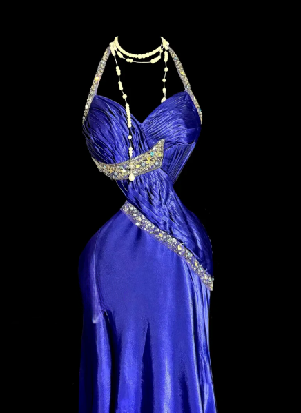 Chic Mermaid Halter Satin Beaded Without Sleeves Long Prom Dress, Evening Dress C6603