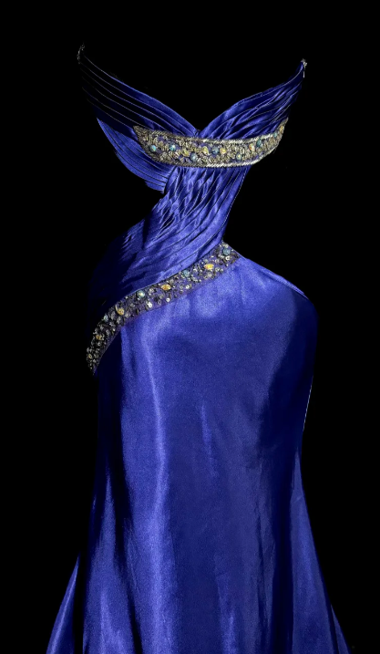 Chic Mermaid Halter Satin Beaded Without Sleeves Long Prom Dress, Evening Dress C6603