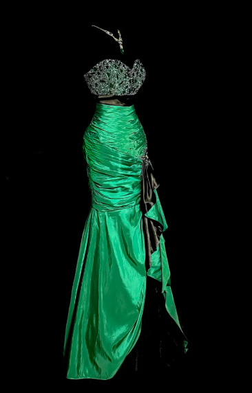 Retro Sweetheart Mermaid Green Satin Beaded Without Sleeves Long Prom Dress, Evening Dress C6609