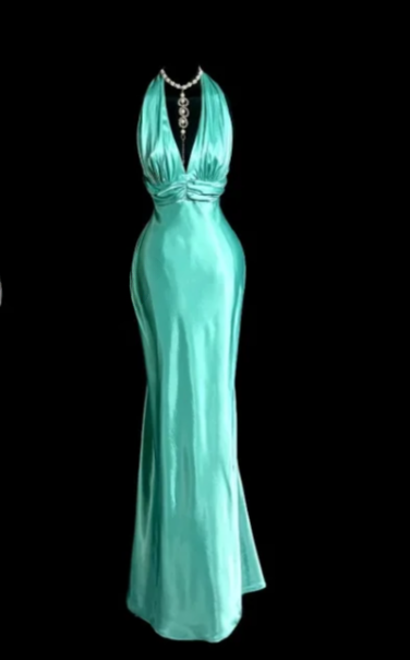 Sexy Halter Mermaid Satin Backless Without Sleeves Long Prom Dress, Evening Dress C6610