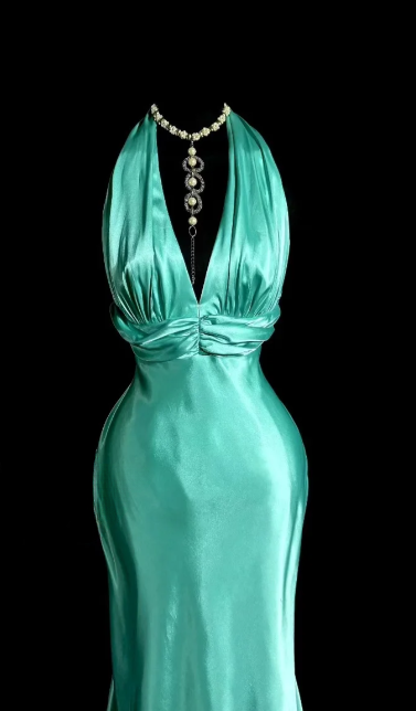 Sexy Halter Mermaid Satin Backless Without Sleeves Long Prom Dress, Evening Dress C6610