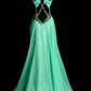 Chic A Line Halter Chiffon Beaded Without Sleeves Long Prom Dress, Evening Dress C6614