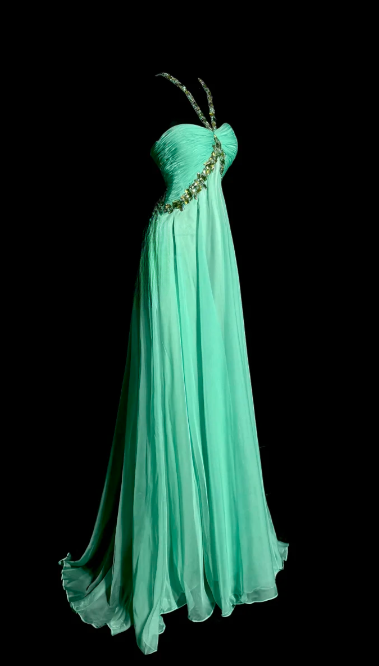 Chic A Line Halter Chiffon Beaded Without Sleeves Long Prom Dress, Evening Dress C6614