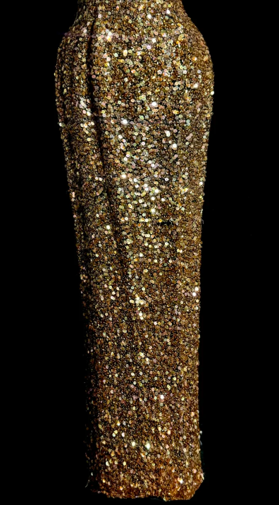 Shiny Mermaid Gold Halter Sequin Without Sleeves Long Prom Dress, Evening Dress C6615