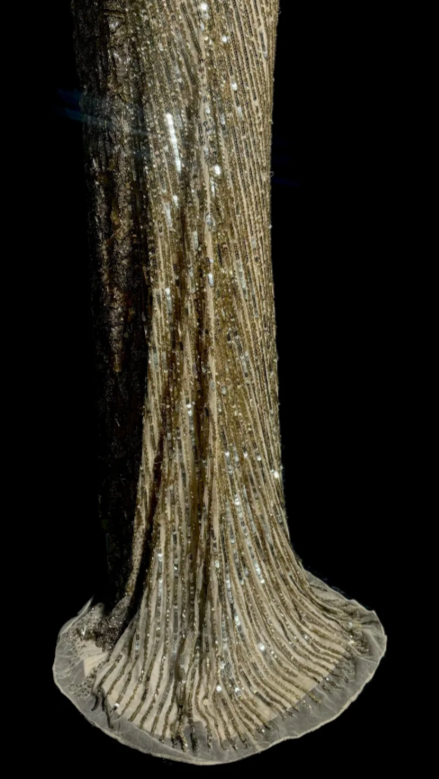 Sparkly Gold Mermaid V Neck Sequin Without Sleeves Long Prom Dress, Evening Dress C6617