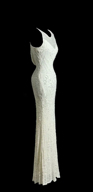 Gorgeous White Mermaid Satin Beaded Without Sleeves Long Prom Dress, Evening Dress C6618